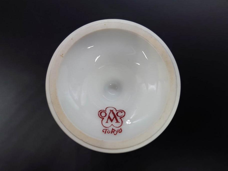 大倉陶園(OKURA、OAC)　オールド大倉　ゴールドライン　高級感のあるエッグスタンド6客セット(金彩、エッグカップ、洋食器、白磁)(R-081308)