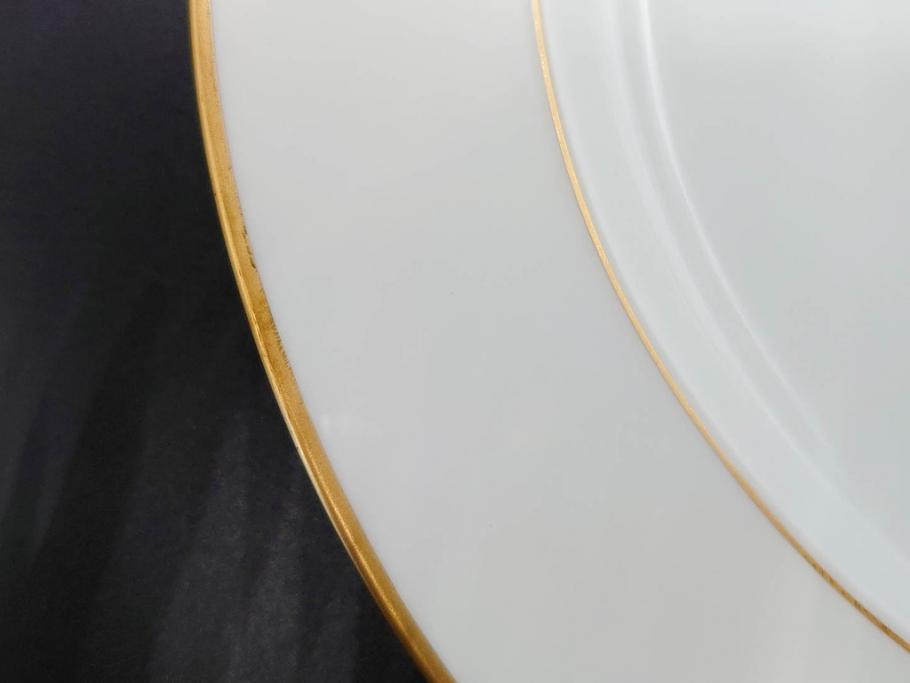 大倉陶園(OKURA、OAC)　オールド大倉　ゴールドライン　気品を感じるプレート4枚セット(金彩、白磁、洋食器、中皿)(R-081319)