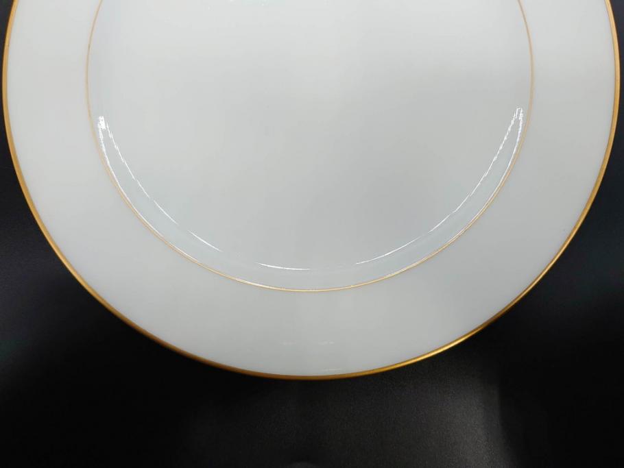 大倉陶園(OKURA、OAC)　オールド大倉　ゴールドライン　気品を感じるプレート4枚セット(金彩、白磁、洋食器、中皿)(R-081319)