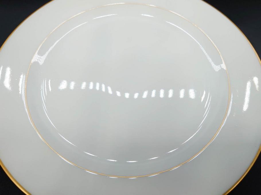 大倉陶園(OKURA、OAC)　オールド大倉　ゴールドライン　気品を感じるプレート4枚セット(金彩、白磁、洋食器、中皿)(R-081319)