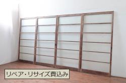 アンティーク建具　上手物!!　背も高い!!　北陸産　総欅(ケヤキ)材　和の空間を高める格子蔵戸1枚(格子戸、引き戸、玄関戸)(R-079632)