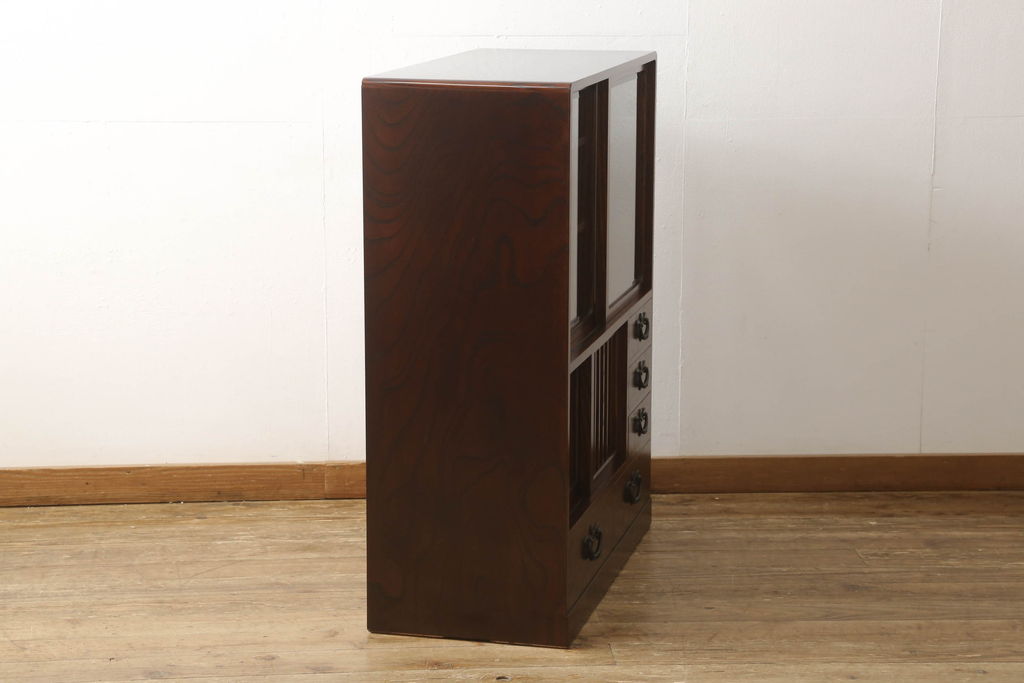 中古　美品　岩谷堂箪笥　No.364　高級感のある和の雰囲気を高める三尺茶箪笥(定価約52万円)(茶棚、収納棚、戸棚)(R-058108)