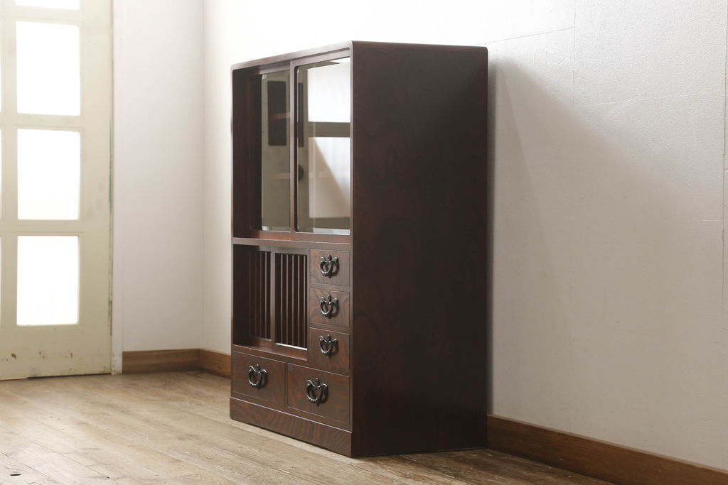 中古　美品　岩谷堂箪笥　No.364　高級感のある和の雰囲気を高める三尺茶箪笥(定価約52万円)(茶棚、収納棚、戸棚)(R-058108)