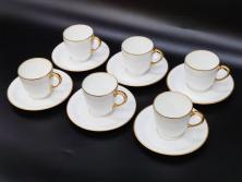 大倉陶園(OKURA、OAC)　オールド大倉　ゴールドライン　くつろぎの時間が楽しめるカップ&ソーサー6客セット(デミタス、C&S、金彩、白磁、洋食器)(R-081321)