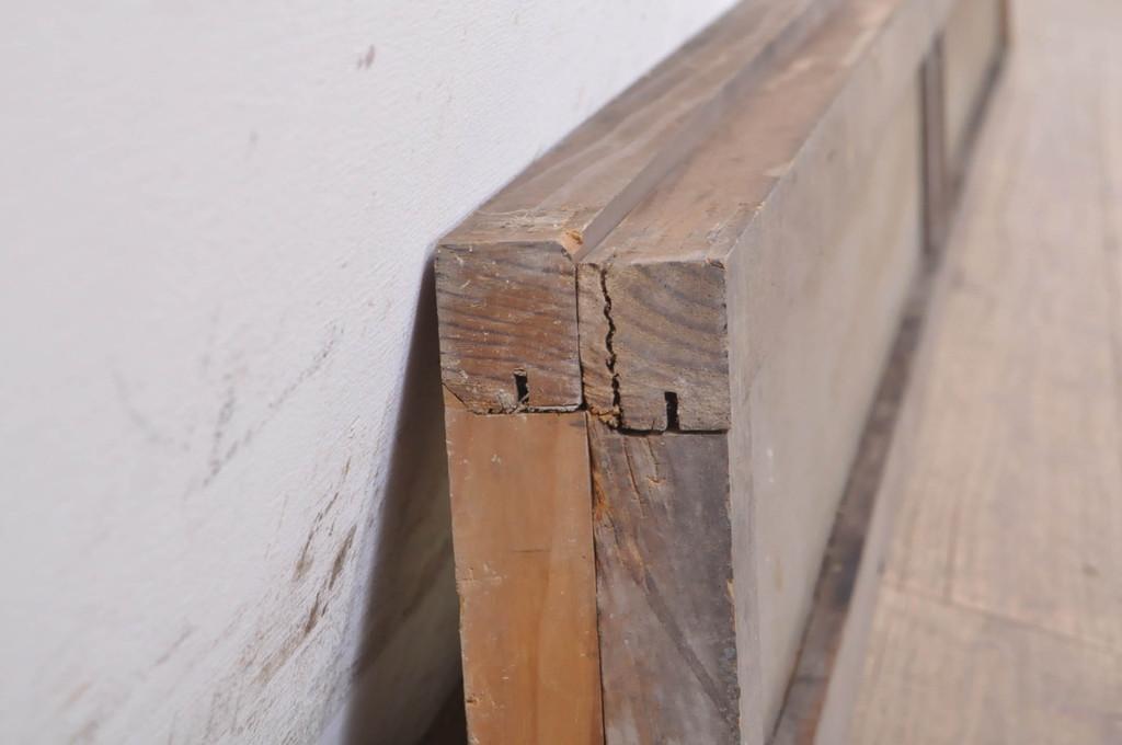 アンティーク建具　レトロ　古い木味が魅力の明かり取り2枚セット(明り取り、ガラス欄間、ガラス窓)(R-073468)