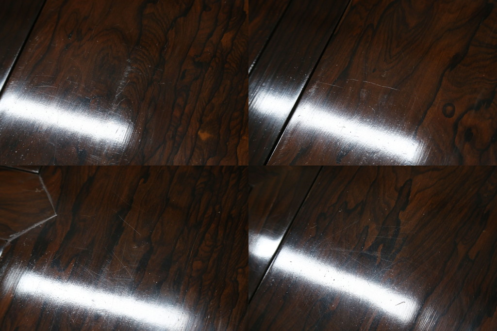 中古　最高級　シャム柿(ジリコテ)材　無垢材　特徴的な木目が目を引く、大振りな囲炉裏テーブル(長火鉢、関西火鉢、木製火鉢、座卓、ローテーブル、センターテーブル、リビングテーブル)(R-077159)
