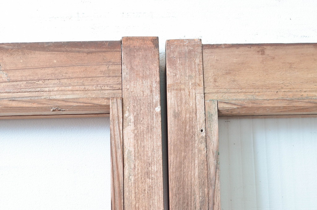 アンティーク建具　素朴な木味が魅力のガラス戸3枚セット(引き戸)(R-080919)