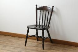 中古　美品　松本民芸家具　16型スピンドルチェア　ゆったりと座れるダイニングチェア(板座チェア、椅子、イス)(R-074636)
