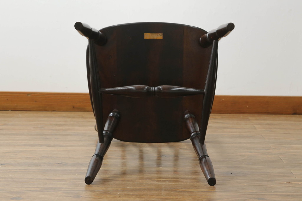 中古　美品　松本民芸家具　16型スピンドルチェア　ゆったりと座れるダイニングチェア(板座チェア、椅子、イス)(R-074636)