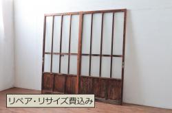 アンティーク建具　ペイント仕上げ限定　大正ロマンな雰囲気を盛り上げるガラス戸2枚セット(引き戸)(R-080454)