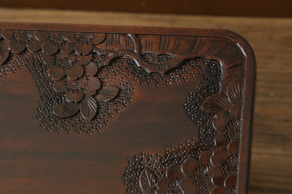 中古　美品　軽井沢彫り　桜の彫りが華やかな座卓(ローテーブル、センターテーブル、リビングテーブル)(R-071138)