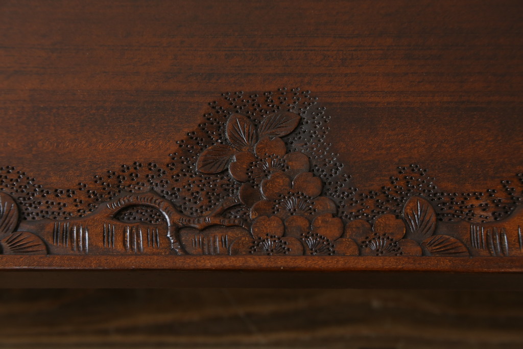 中古　美品　軽井沢彫り　桜の彫りが華やかな座卓(ローテーブル、センターテーブル、リビングテーブル)(R-071138)