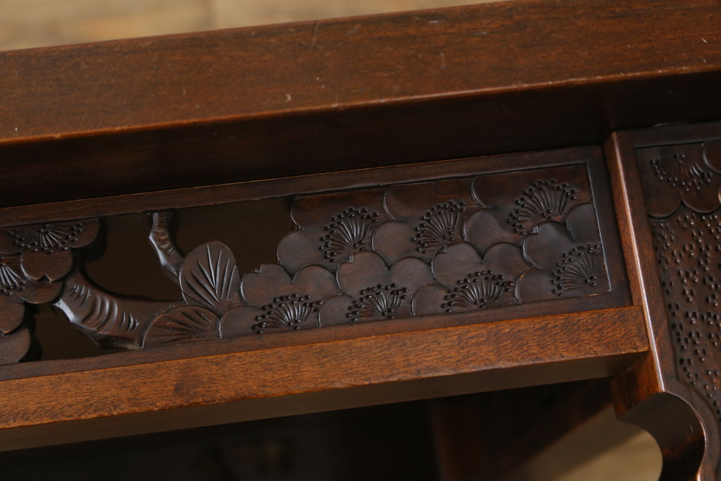 中古　美品　軽井沢彫り　桜の彫りが華やかな座卓(ローテーブル、センターテーブル、リビングテーブル)(R-071138)