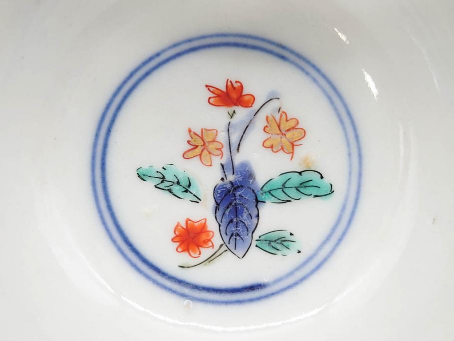 江戸期　大明年製　古伊万里　染付　色絵　豊かな色彩が魅力の湯呑み3客セット(龍、竜、花、金彩、湯のみ、ぐい吞み、煎茶、茶器、和食器)(R-081327)