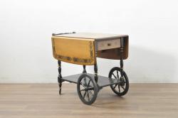 アメリカヴィンテージ　希少な廃版品　アメリカ高級家具　Ethan Allen(イーセン・アーレン)　花のデザインが魅力のバタフライサービスワゴン(キッチンワゴン、キッチンカート、サイドテーブル、ワゴンテーブル、キャスターワゴン、ビンテージ)(R-080353)