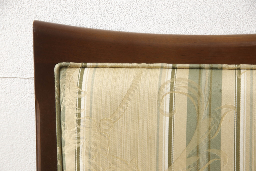 中古　美品　マルニ木工(MARUNI)　地中海シリーズ　カンヌ　クラシカルなデザインのファブリックがお洒落なダイニングチェア2脚セット(椅子、イス、バラ売り可能)(定価2脚で約16万円)(R-066604)