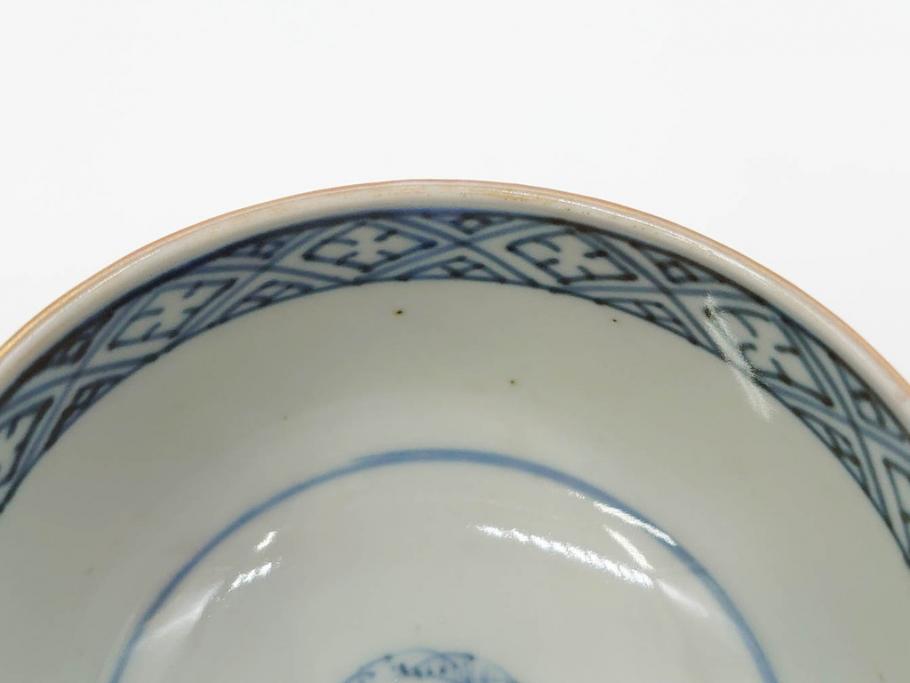 江戸期　古伊万里　赤絵　金彩　鮮やかな色彩が目を引く湯呑み5客セット(鳳凰、松竹梅、湯のみ、ぐい吞み、煎茶、茶器、和食器)(R-081328)