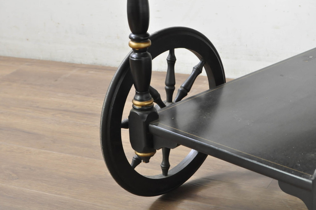 アメリカヴィンテージ　希少な廃版品　アメリカ高級家具　Ethan Allen(イーセン・アーレン)　花のデザインが魅力のバタフライサービスワゴン(キッチンワゴン、キッチンカート、サイドテーブル、ワゴンテーブル、キャスターワゴン、ビンテージ)(R-080353)