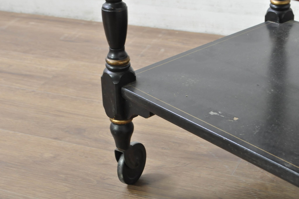 アメリカヴィンテージ　希少な廃版品　アメリカ高級家具　Ethan Allen(イーセン・アーレン)　花のデザインが魅力のバタフライサービスワゴン(キッチンワゴン、キッチンカート、サイドテーブル、ワゴンテーブル、キャスターワゴン、ビンテージ)(R-080353)