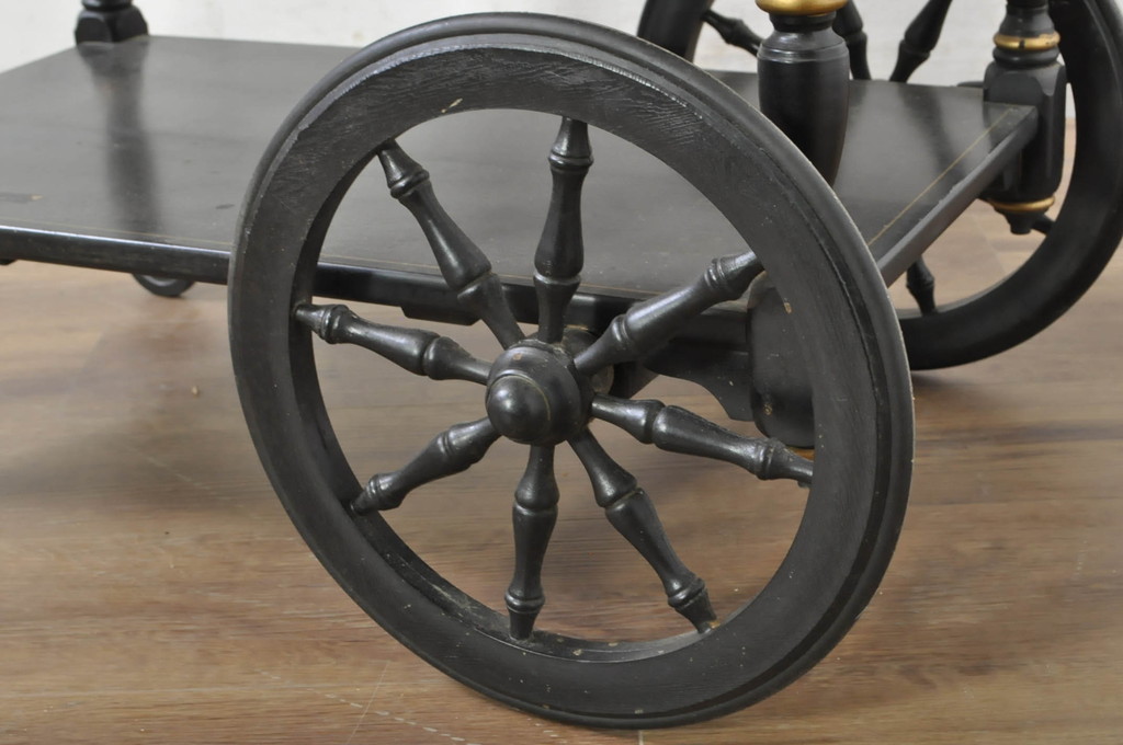 アメリカヴィンテージ　希少な廃版品　アメリカ高級家具　Ethan Allen(イーセン・アーレン)　花のデザインが魅力のバタフライサービスワゴン(キッチンワゴン、キッチンカート、サイドテーブル、ワゴンテーブル、キャスターワゴン、ビンテージ)(R-080353)