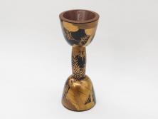 時代物　和楽器　上品な佇まいの鼓胴(金蒔絵、植物、風景、木製、漆、つづみ、打楽器、雅楽、能楽)(R-081333)