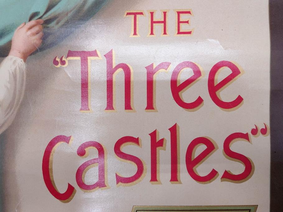 戦前　当時物　THREE CASTLES　たばこ　タバコ　煙草　ポスター(広告、TOBACCO、CIGARETTES)(R-075230)