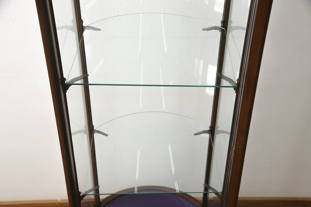 イギリスアンティーク　品のある佇まいが美しい縦型ガラスケース(ディスプレイキャビネット　ショップキャビネット、ショーケース、飾り棚、陳列棚、店舗什器)(R-061932)