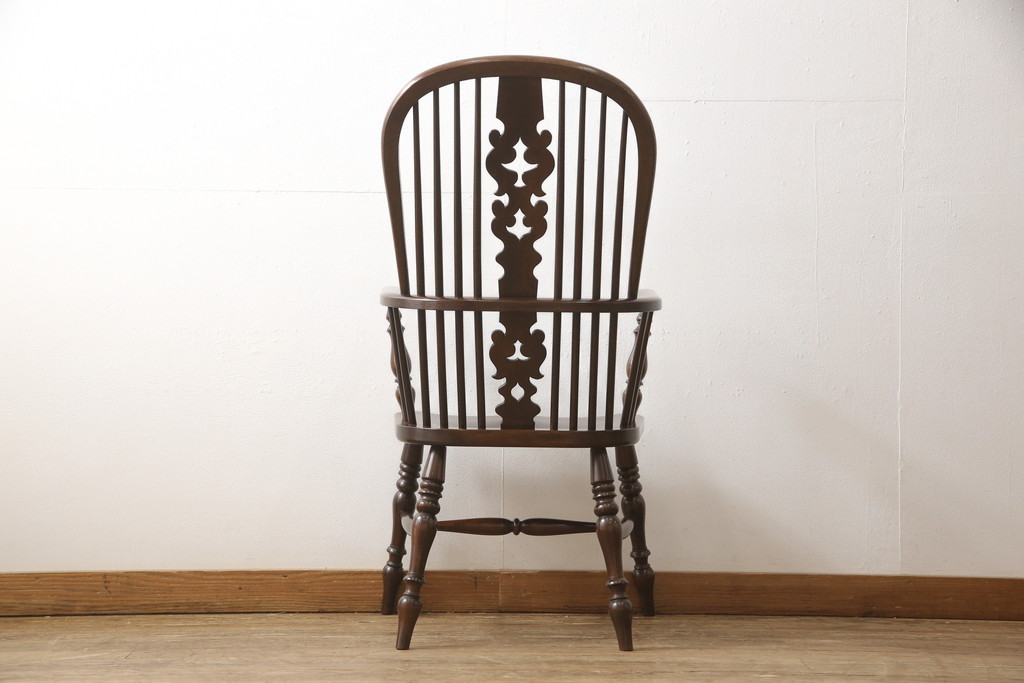 中古　美品　松本民芸家具　#44A型　洋風のクラシカルなデザインが美しいウィンザーチェア(アームチェア、椅子、イス、ウインザーチェア)(定価約18万円)(R-056468)