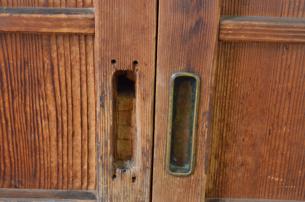 アンティーク建具　昔ながらの和を感じさせる舞良戸窓4枚セット(まいらど、板戸、引き戸)(R-065325)
