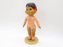 不二家　マスダヤ　木製台座　高さ 約38cm　レトロな雰囲気のペコちゃん人形(着せ替え、首振り、増田屋、玩具)(R-081350)