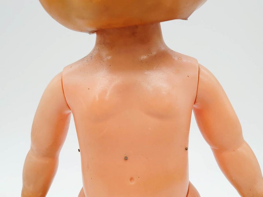 不二家　マスダヤ　木製台座　高さ 約38cm　レトロな雰囲気のペコちゃん人形(着せ替え、首振り、増田屋、玩具)(R-081350)