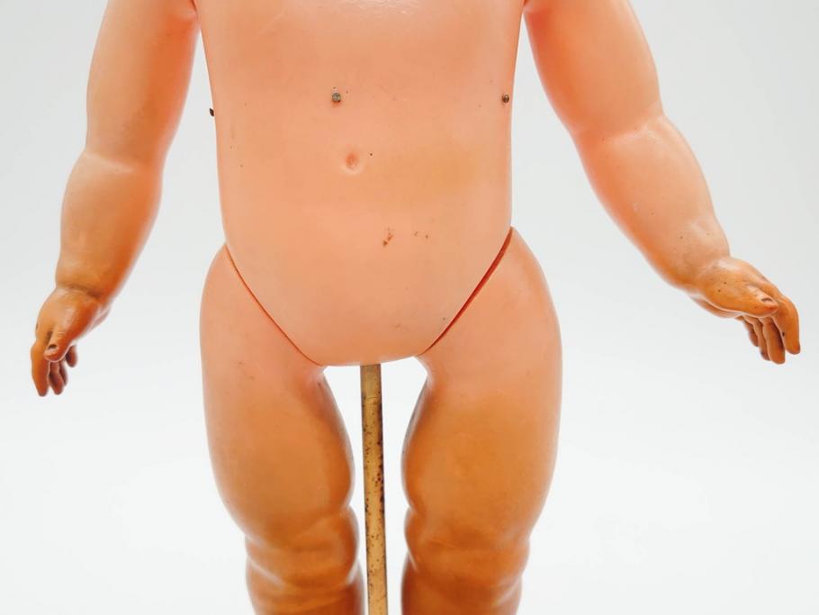 不二家　マスダヤ　木製台座　高さ 約38cm　レトロな雰囲気のペコちゃん人形(着せ替え、首振り、増田屋、玩具)(R-081350)