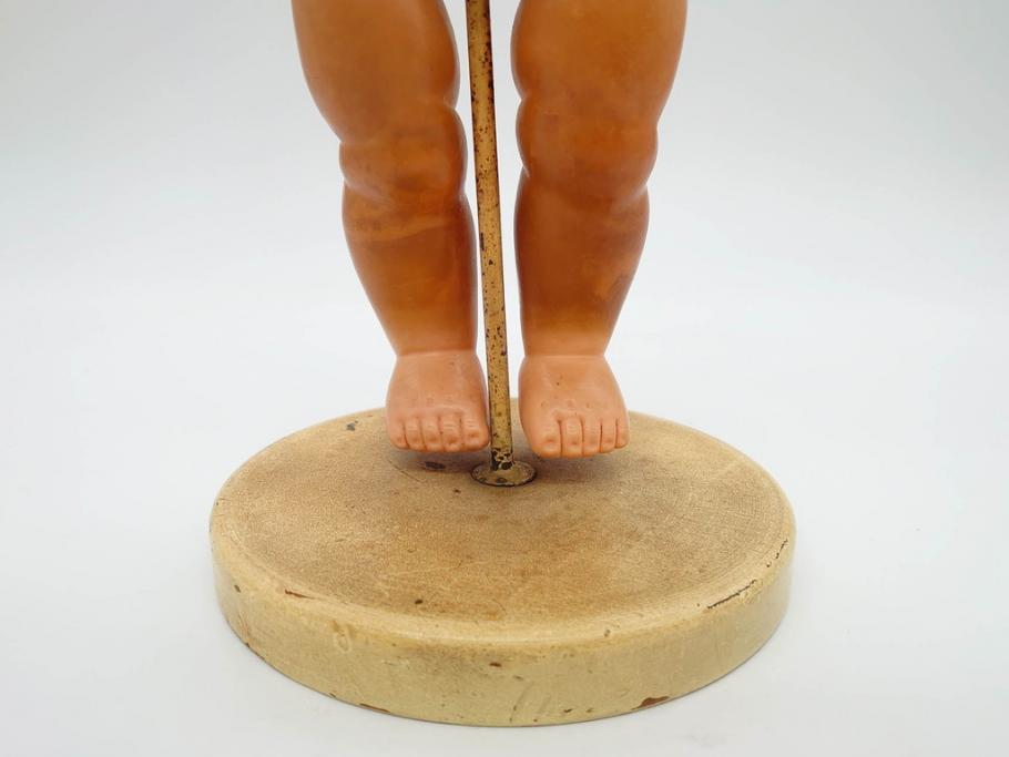 不二家　マスダヤ　木製台座　高さ 約38cm　レトロな雰囲気のペコちゃん人形(着せ替え、首振り、増田屋、玩具)(R-081350)