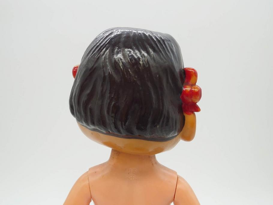 不二家　マスダヤ　木製台座　高さ 約38cm　レトロな雰囲気のペコちゃん人形(着せ替え、首振り、増田屋、玩具)(R-081350)