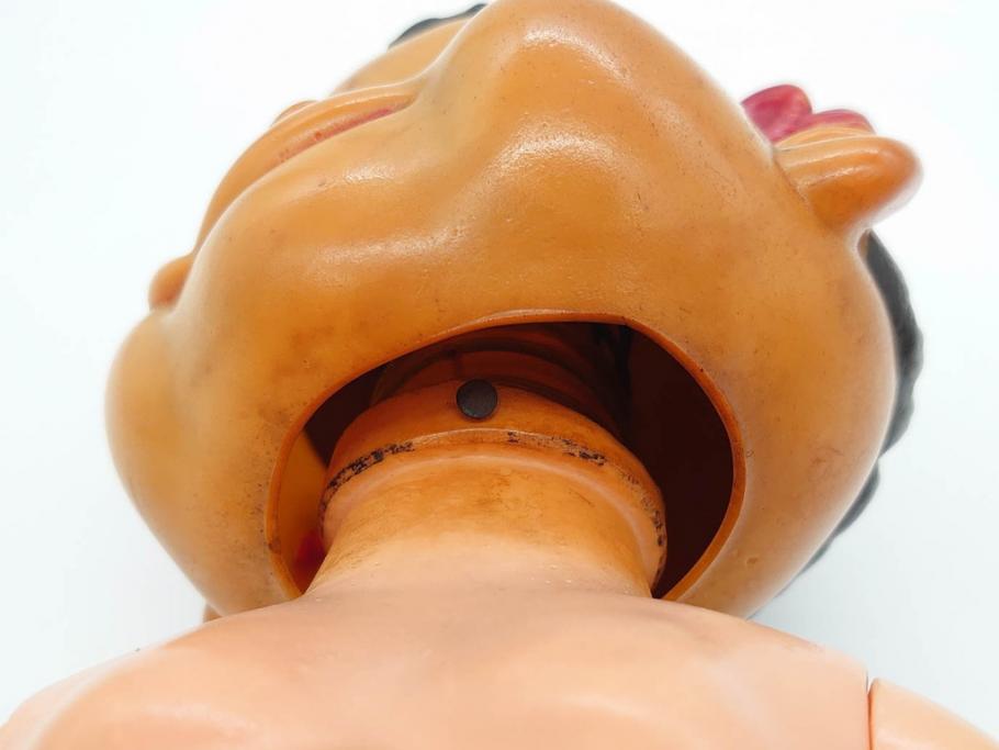 不二家　マスダヤ　木製台座　高さ 約38cm　レトロな雰囲気のペコちゃん人形(着せ替え、首振り、増田屋、玩具)(R-081350)
