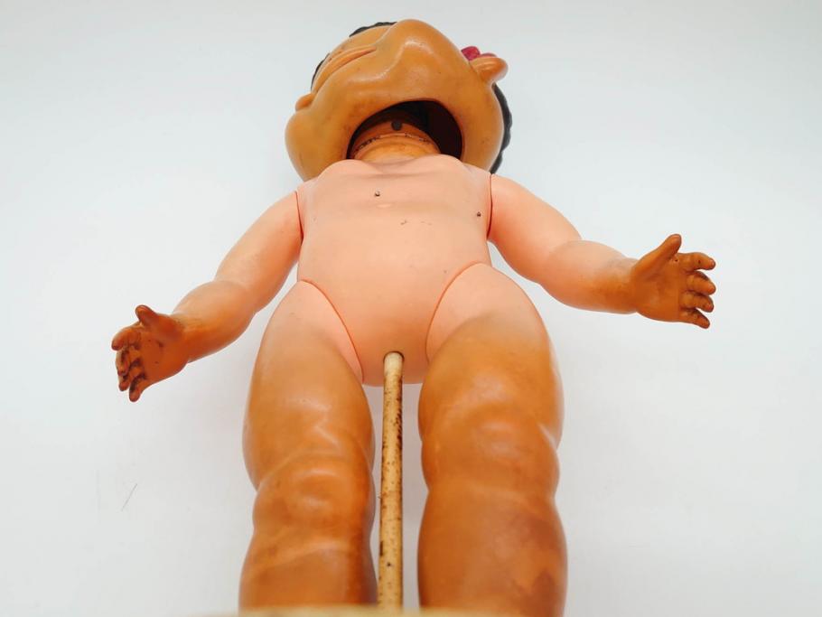 不二家　マスダヤ　木製台座　高さ 約38cm　レトロな雰囲気のペコちゃん人形(着せ替え、首振り、増田屋、玩具)(R-081350)