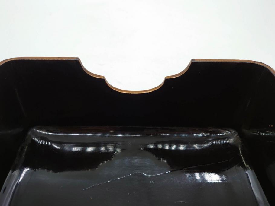 明治期　時代物　蒔絵　漆器　優美で上品な雰囲気の手箱(桜?、花、金彩、木製、漆芸、漆器、文箱、収納箱、手許箱、紐付き)(R-081352)