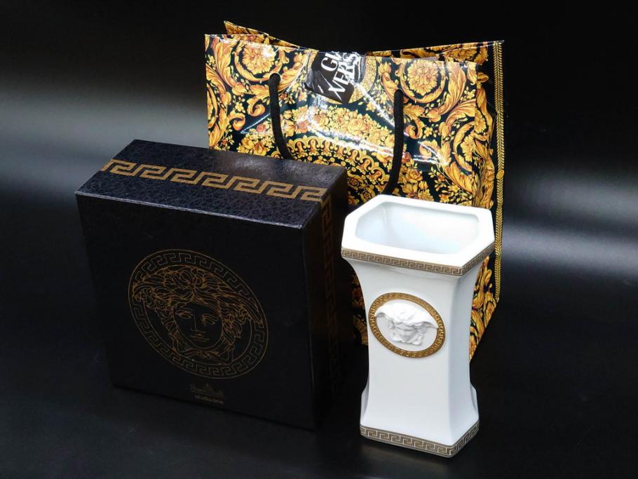 VERSACE(ヴェルサーチェ)　Rosenthal(ローゼンタール)　メデューサ　独創的なデザインが魅力の花瓶(ゴルゴナ、フラワーベース、花器、花入、花生、金彩、共箱付き、袋付き)(R-081354)