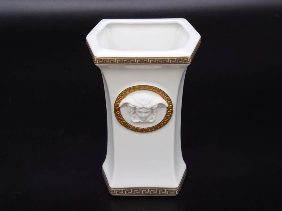 VERSACE(ヴェルサーチェ)　Rosenthal(ローゼンタール)　メデューサ　独創的なデザインが魅力の花瓶(ゴルゴナ、フラワーベース、花器、花入、花生、金彩、共箱付き、袋付き)(R-081354)