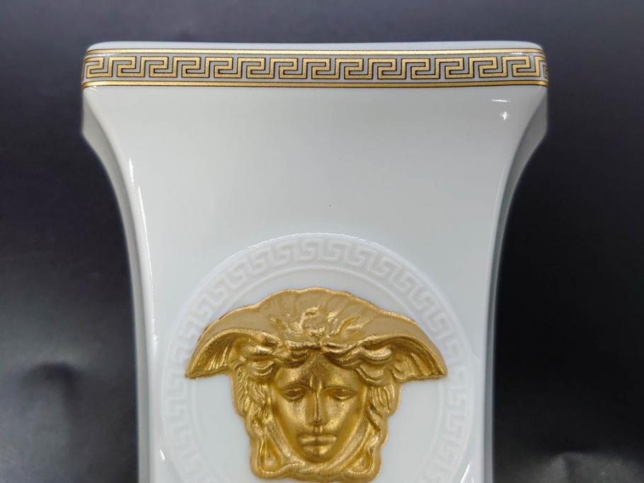 VERSACE(ヴェルサーチェ)　Rosenthal(ローゼンタール)　メデューサ　独創的なデザインが魅力の花瓶(ゴルゴナ、フラワーベース、花器、花入、花生、金彩、共箱付き、袋付き)(R-081354)
