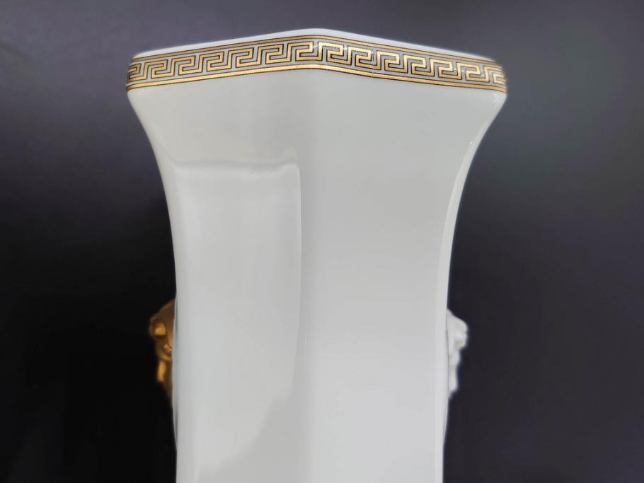 VERSACE(ヴェルサーチェ)　Rosenthal(ローゼンタール)　メデューサ　独創的なデザインが魅力の花瓶(ゴルゴナ、フラワーベース、花器、花入、花生、金彩、共箱付き、袋付き)(R-081354)