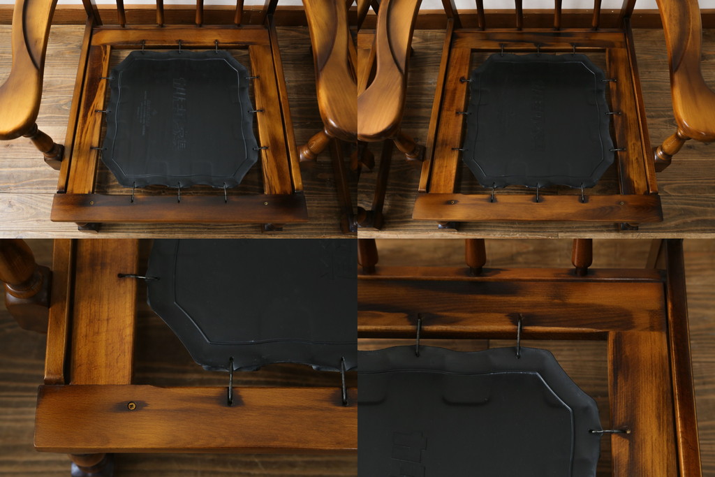 和製ビンテージ　希少な廃番品　オールドカリモク(karimoku)　コロニアルシリーズ　上品な佇まいが魅力の1Pソファ2脚セット(ラウンジチェア、アームチェア、1人掛け、ヴィンテージ)(R-080171)