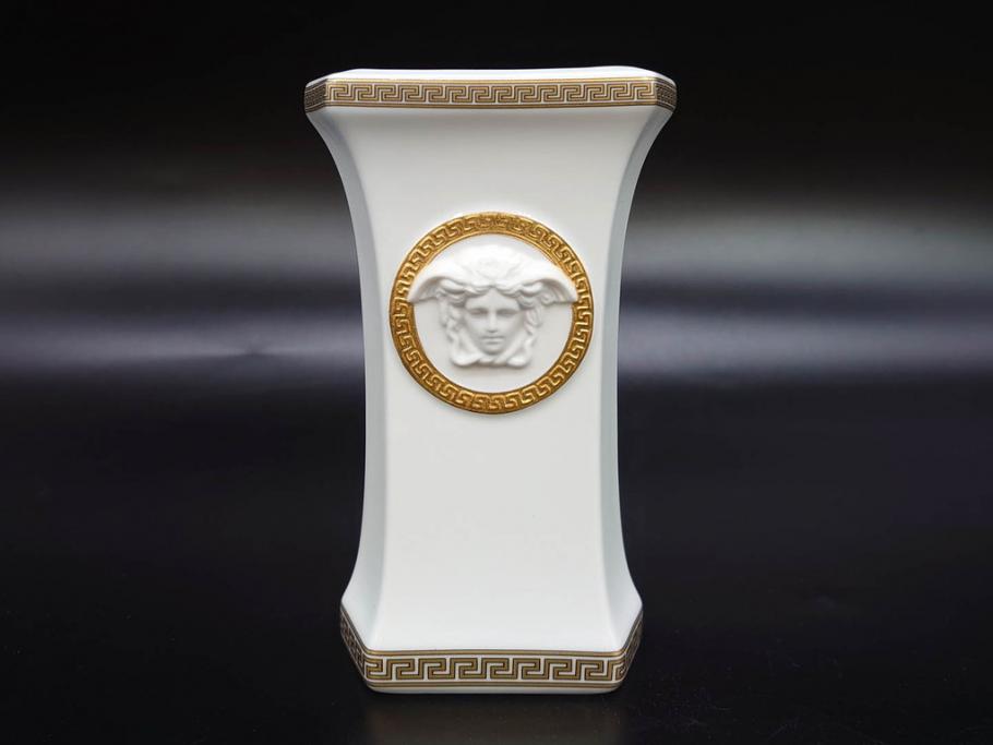 VERSACE(ヴェルサーチェ)　Rosenthal(ローゼンタール)　メデューサ　洗練されたデザインが美しい花瓶(ゴルゴナ、フラワーベース、花器、花入、花生、金彩、共箱付き、袋付き)(R-081355)