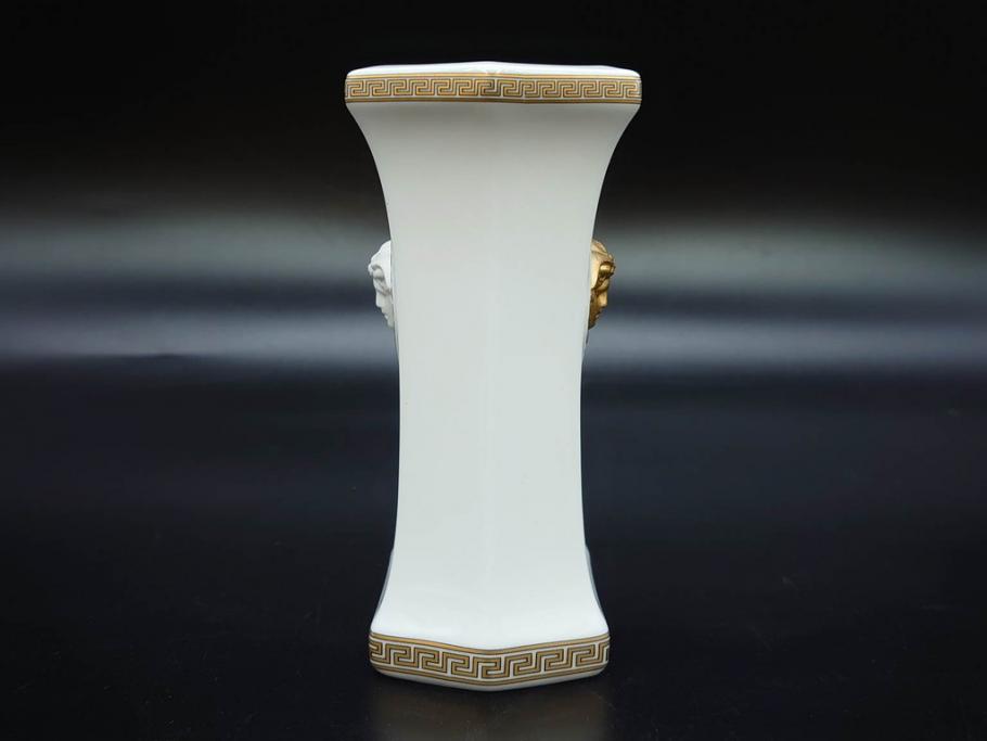 VERSACE(ヴェルサーチェ)　Rosenthal(ローゼンタール)　メデューサ　洗練されたデザインが美しい花瓶(ゴルゴナ、フラワーベース、花器、花入、花生、金彩、共箱付き、袋付き)(R-081355)