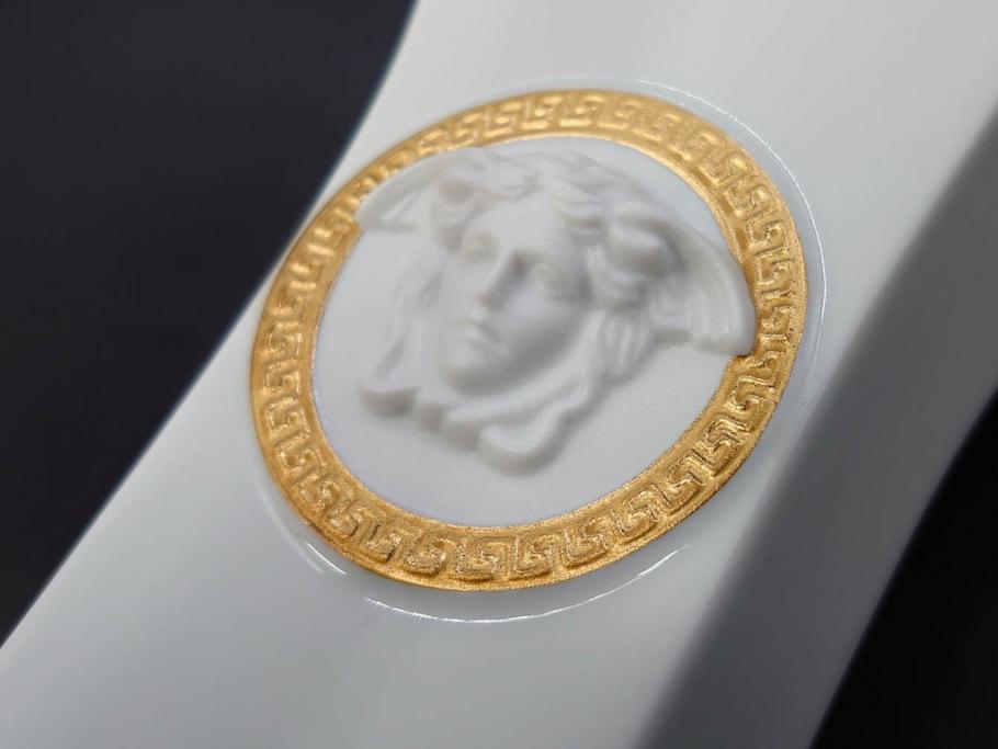 VERSACE(ヴェルサーチェ)　Rosenthal(ローゼンタール)　メデューサ　洗練されたデザインが美しい花瓶(ゴルゴナ、フラワーベース、花器、花入、花生、金彩、共箱付き、袋付き)(R-081355)