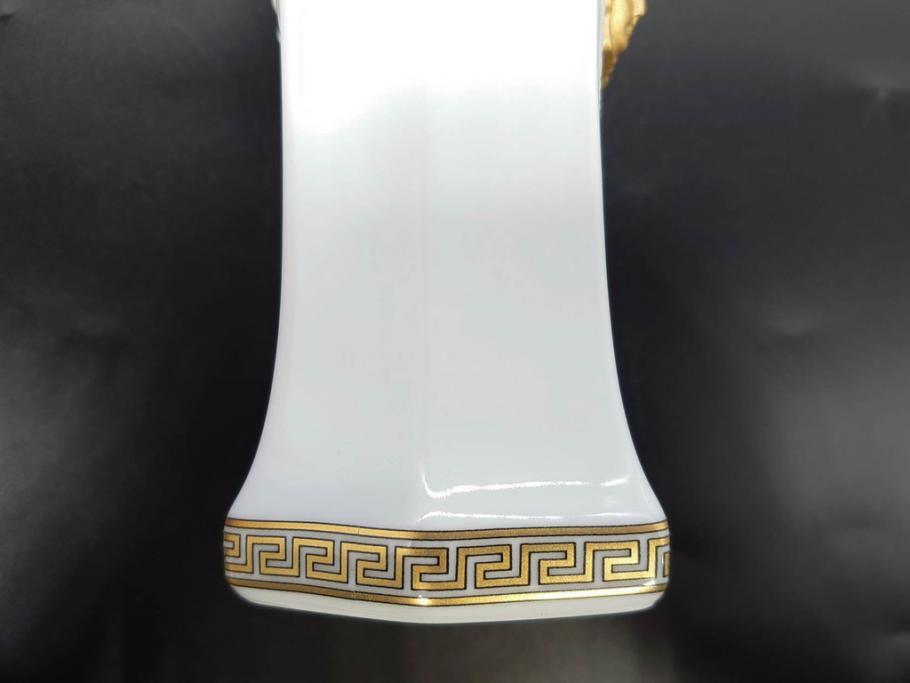 VERSACE(ヴェルサーチェ)　Rosenthal(ローゼンタール)　メデューサ　洗練されたデザインが美しい花瓶(ゴルゴナ、フラワーベース、花器、花入、花生、金彩、共箱付き、袋付き)(R-081355)