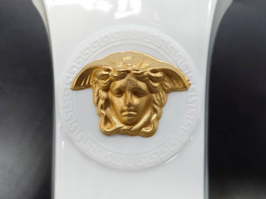 VERSACE(ヴェルサーチェ)　Rosenthal(ローゼンタール)　メデューサ　洗練されたデザインが美しい花瓶(ゴルゴナ、フラワーベース、花器、花入、花生、金彩、共箱付き、袋付き)(R-081355)