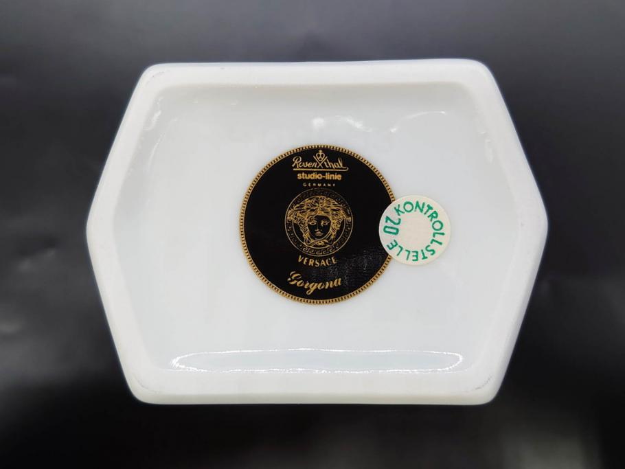 VERSACE(ヴェルサーチェ)　Rosenthal(ローゼンタール)　メデューサ　洗練されたデザインが美しい花瓶(ゴルゴナ、フラワーベース、花器、花入、花生、金彩、共箱付き、袋付き)(R-081355)