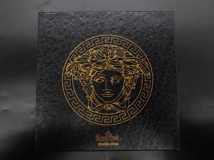 VERSACE(ヴェルサーチェ)　Rosenthal(ローゼンタール)　メデューサ　洗練されたデザインが美しい花瓶(ゴルゴナ、フラワーベース、花器、花入、花生、金彩、共箱付き、袋付き)(R-081355)