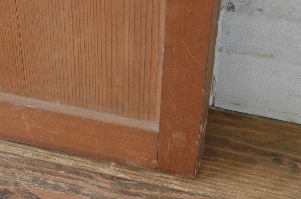 アンティーク建具　縦でも横でも使えるマス目(升目)格子の小さな扉1枚(きつね格子、狐格子、窓、木製戸)(R-065341)